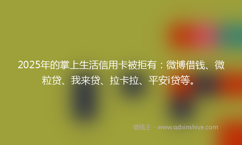 2025年的掌上生活信用卡被拒有：微博借钱、微粒贷、我来贷、拉卡拉、平安i贷等。