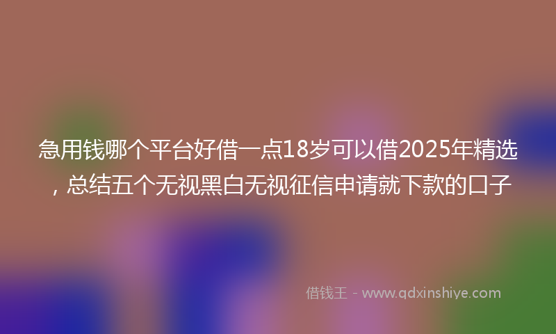 急用钱哪个平台好借一点18岁可以借2025年精选，总结五个无视黑白无视征信申请就下款的口子