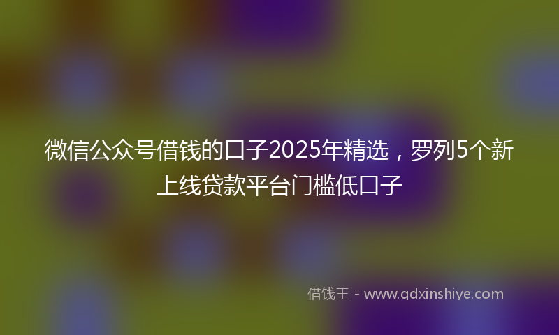 微信公众号借钱的口子2025年精选，罗列5个新上线贷款平台门槛低口子