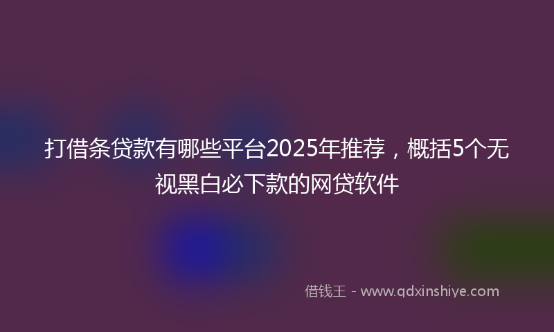 打借条贷款有哪些平台2025年推荐，概括5个无视黑白必下款的网贷软件