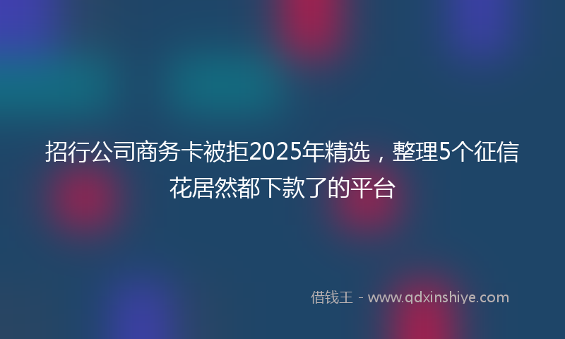 招行公司商务卡被拒2025年精选，整理5个征信花居然都下款了的平台