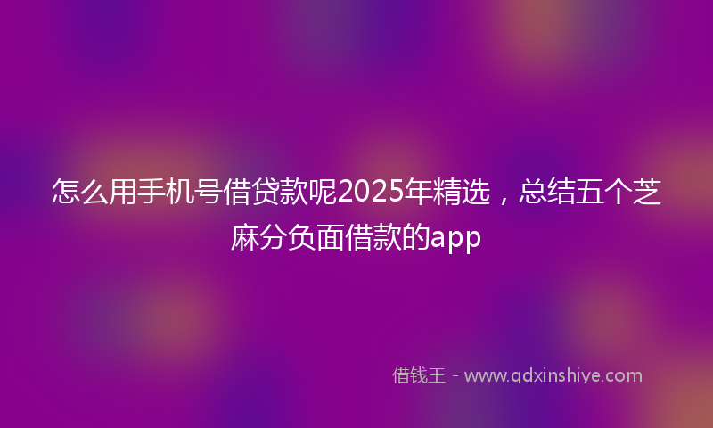 怎么用手机号借贷款呢2025年精选，总结五个芝麻分负面借款的app