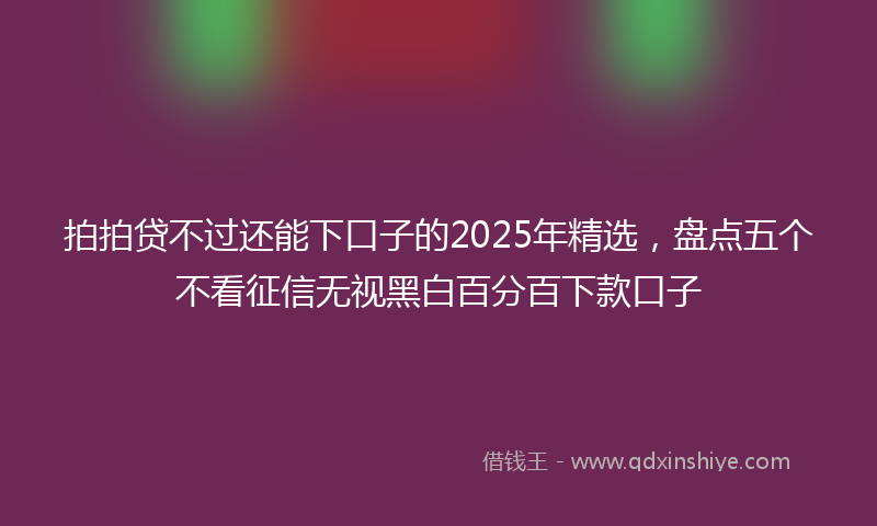 拍拍贷不过还能下口子的2025年精选，盘点五个不看征信无视黑白百分百下款口子