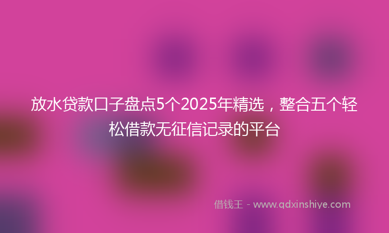 放水贷款口子盘点5个2025年精选，整合五个轻松借款无征信记录的平台