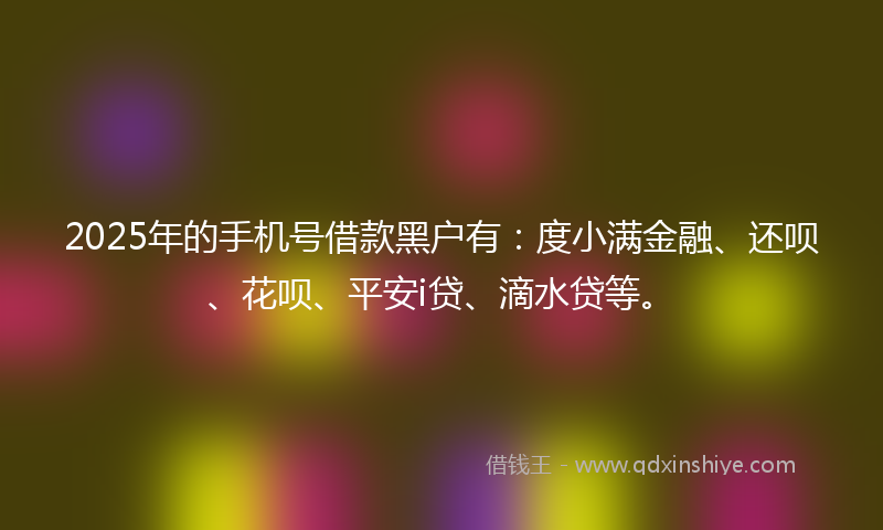2025年的手机号借款黑户有：度小满金融、还呗、花呗、平安i贷、滴水贷等。