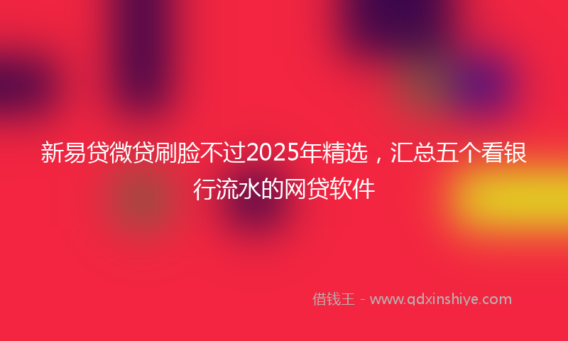 新易贷微贷刷脸不过2025年精选，汇总五个看银行流水的网贷软件