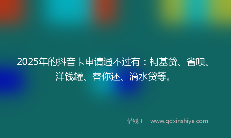 2025年的抖音卡申请通不过有：柯基贷、省呗、洋钱罐、替你还、滴水贷等。