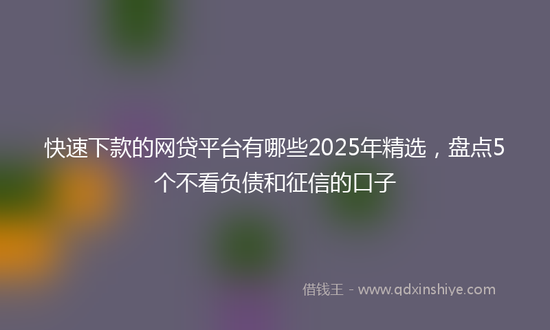 快速下款的网贷平台有哪些2025年精选，盘点5个不看负债和征信的口子