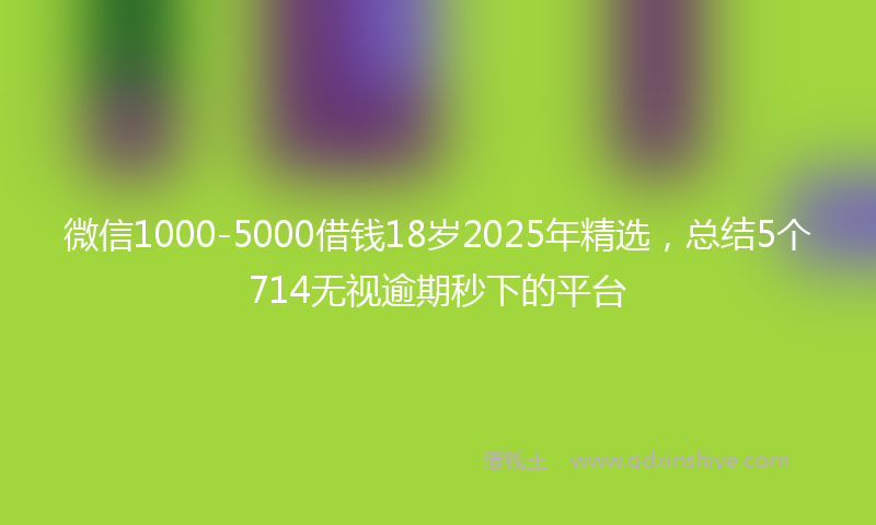 微信1000-5000借钱18岁2025年精选，总结5个714无视逾期秒下的平台