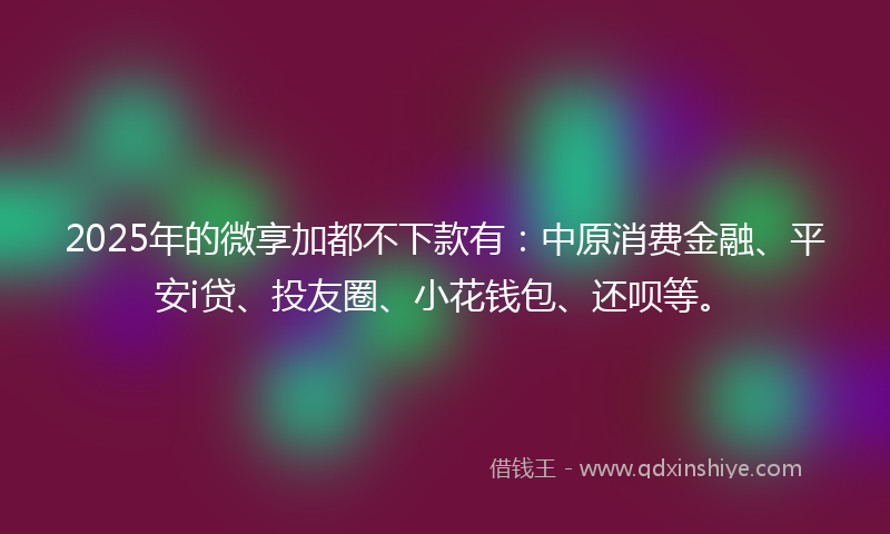 2025年的微享加都不下款有：中原消费金融、平安i贷、投友圈、小花钱包、还呗等。