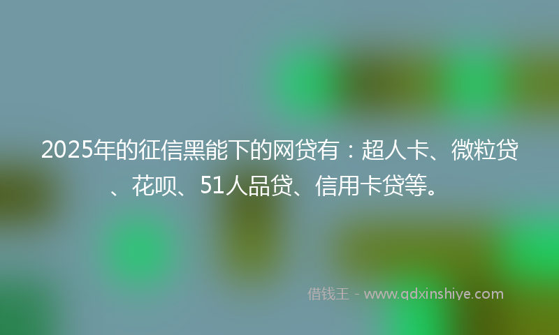2025年的征信黑能下的网贷有：超人卡、微粒贷、花呗、51人品贷、信用卡贷等。
