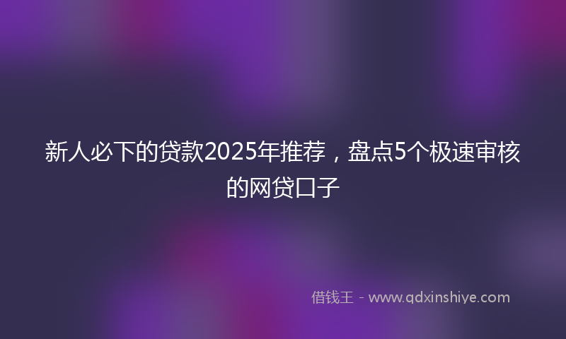新人必下的贷款2025年推荐，盘点5个极速审核的网贷口子