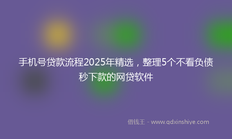 手机号贷款流程2025年精选，整理5个不看负债秒下款的网贷软件