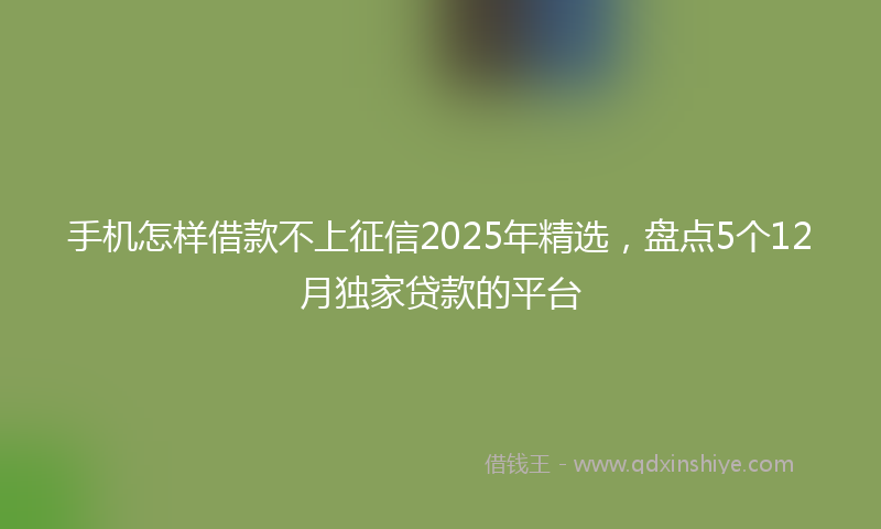 手机怎样借款不上征信2025年精选，盘点5个12月独家贷款的平台