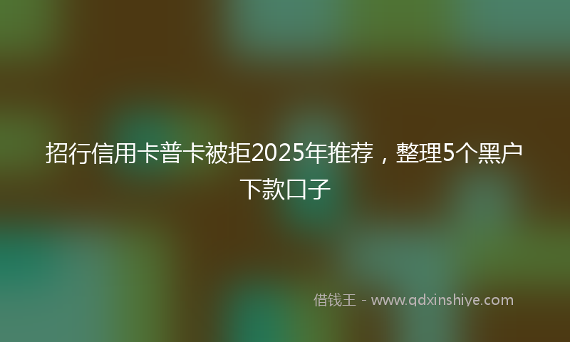 招行信用卡普卡被拒2025年推荐，整理5个黑户下款口子
