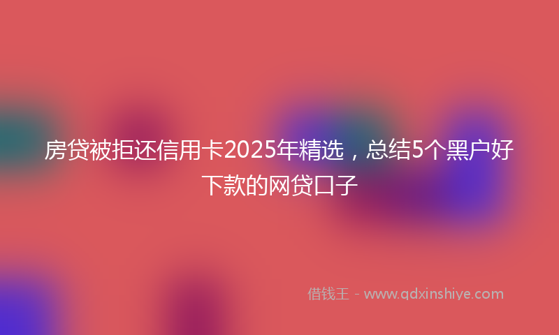 房贷被拒还信用卡2025年精选，总结5个黑户好下款的网贷口子