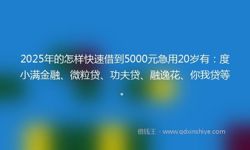 2025年的怎样快速借到5000元急用20岁有：度小满金融、微粒贷、功夫贷、融逸花、你我贷等。