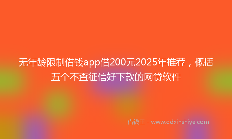无年龄限制借钱app借200元2025年推荐，概括五个不查征信好下款的网贷软件
