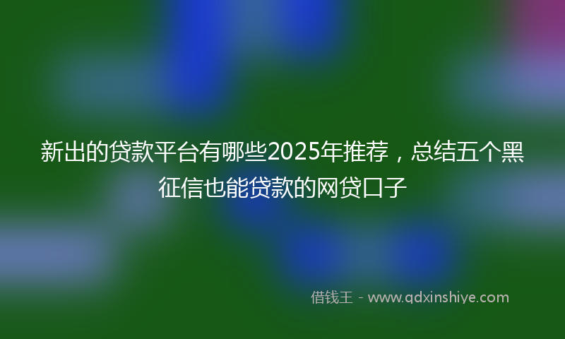 新出的贷款平台有哪些2025年推荐，总结五个黑征信也能贷款的网贷口子