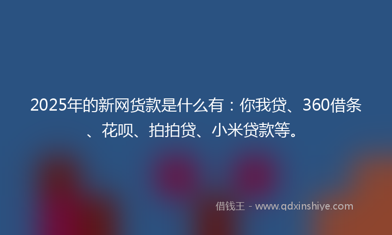 2025年的新网货款是什么有：你我贷、360借条、花呗、拍拍贷、小米贷款等。