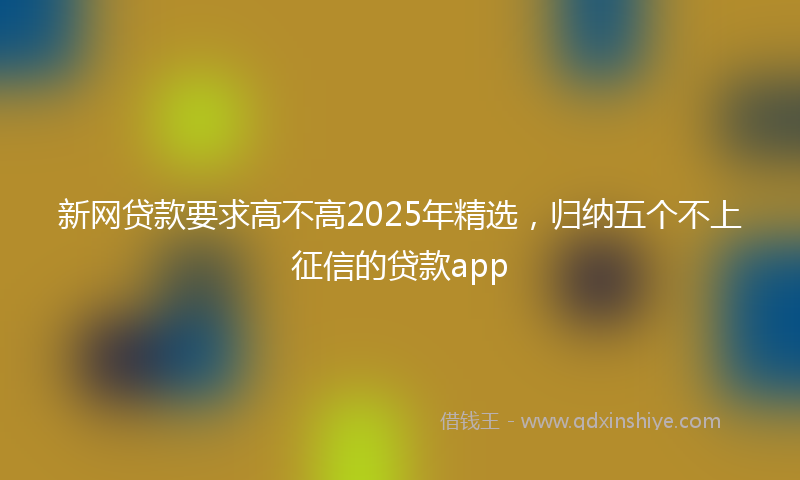 新网贷款要求高不高2025年精选，归纳五个不上征信的贷款app