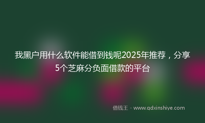 我黑户用什么软件能借到钱呢2025年推荐，分享5个芝麻分负面借款的平台