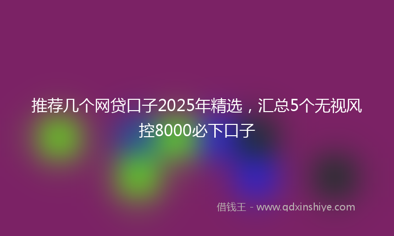 推荐几个网贷口子2025年精选，汇总5个无视风控8000必下口子