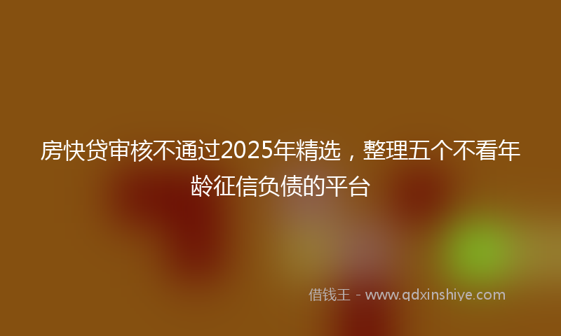 房快贷审核不通过2025年精选，整理五个不看年龄征信负债的平台
