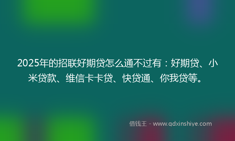 2025年的招联好期贷怎么通不过有：好期贷、小米贷款、维信卡卡贷、快贷通、你我贷等。