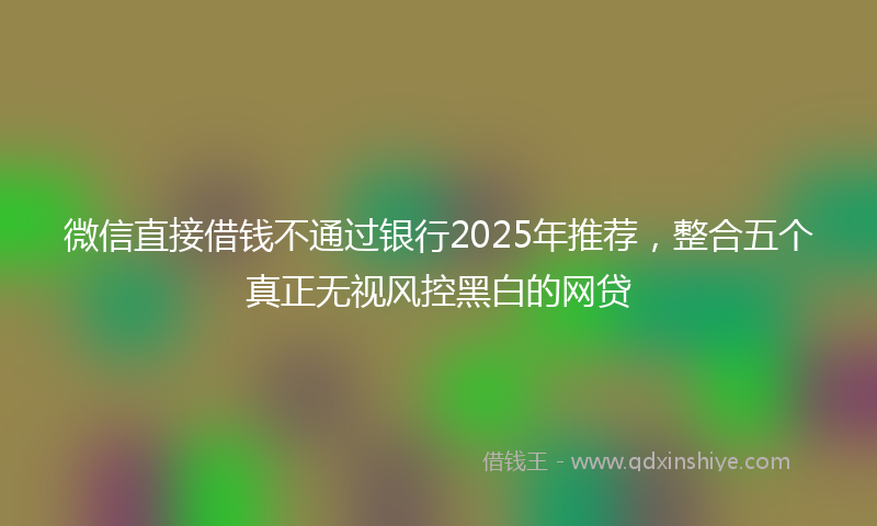微信直接借钱不通过银行2025年推荐，整合五个真正无视风控黑白的网贷