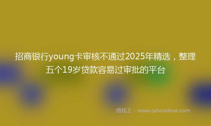 招商银行young卡审核不通过2025年精选，整理五个19岁贷款容易过审批的平台