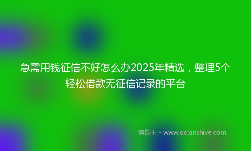 急需用钱征信不好怎么办2025年精选，整理5个轻松借款无征信记录的平台