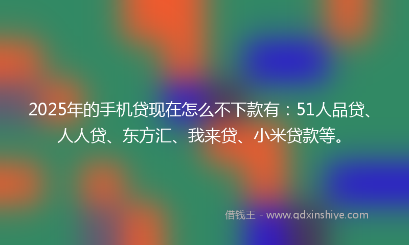 2025年的手机贷现在怎么不下款有：51人品贷、人人贷、东方汇、我来贷、小米贷款等。