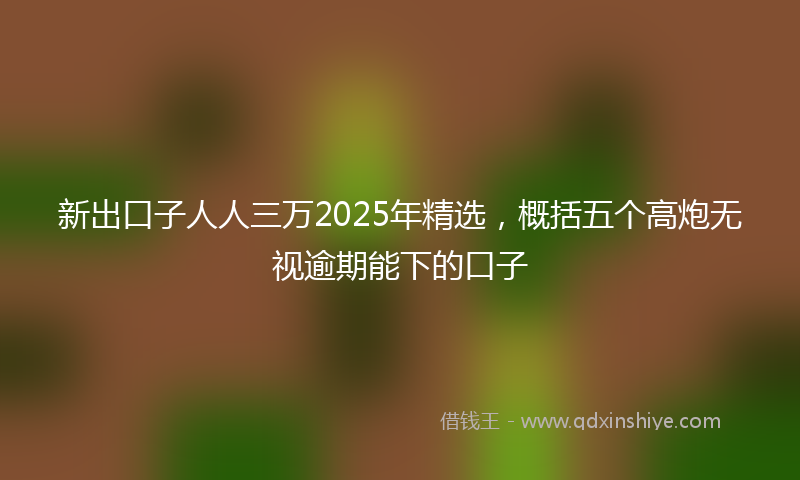新出口子人人三万2025年精选，概括五个高炮无视逾期能下的口子