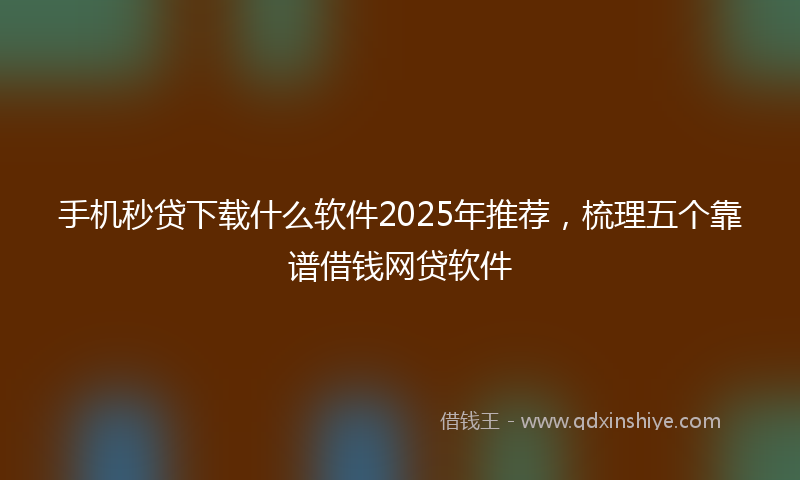手机秒贷下载什么软件2025年推荐，梳理五个靠谱借钱网贷软件