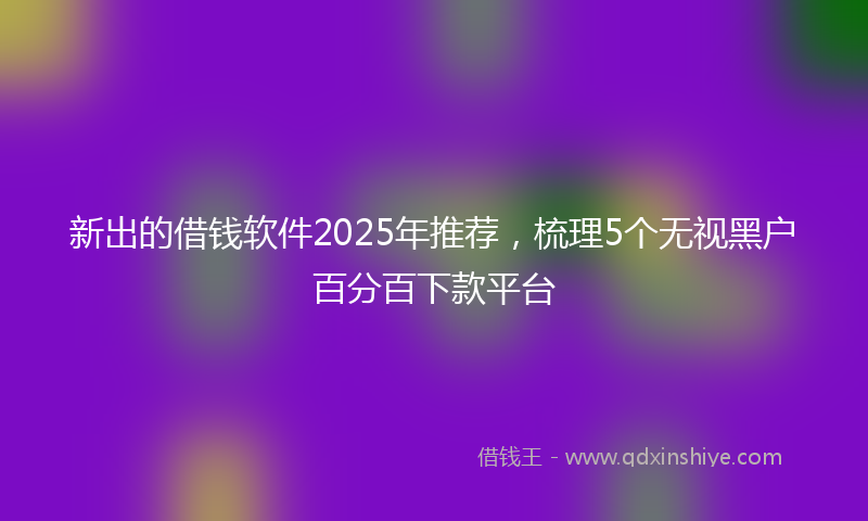 新出的借钱软件2025年推荐，梳理5个无视黑户百分百下款平台