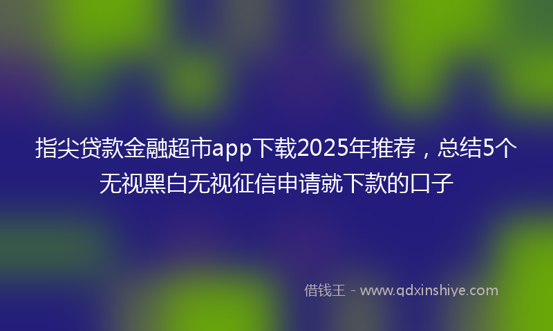 指尖贷款金融超市app下载2025年推荐，总结5个无视黑白无视征信申请就下款的口子