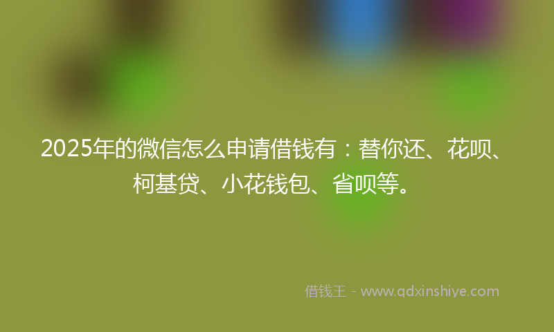 2025年的微信怎么申请借钱有：替你还、花呗、柯基贷、小花钱包、省呗等。