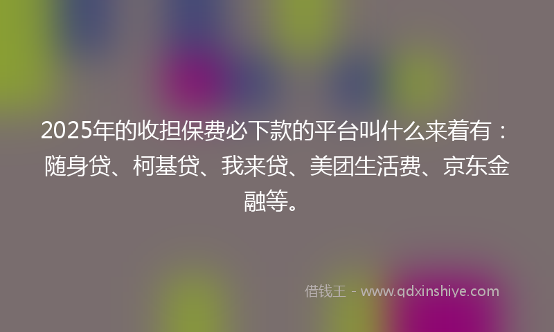2025年的收担保费必下款的平台叫什么来着有：随身贷、柯基贷、我来贷、美团生活费、京东金融等。