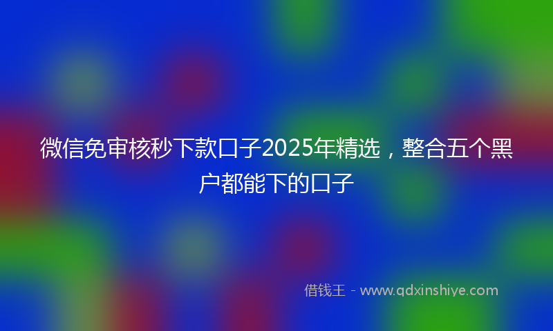 微信免审核秒下款口子2025年精选，整合五个黑户都能下的口子