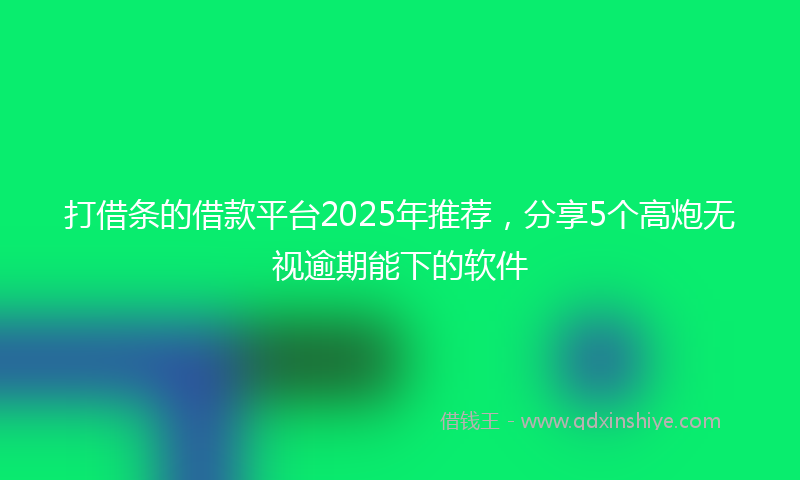 打借条的借款平台2025年推荐，分享5个高炮无视逾期能下的软件
