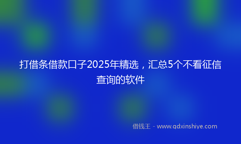 打借条借款口子2025年精选，汇总5个不看征信查询的软件