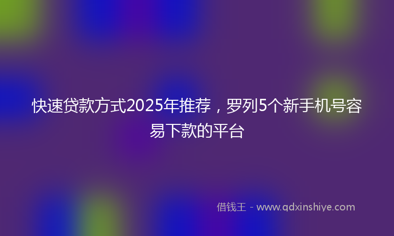 快速贷款方式2025年推荐，罗列5个新手机号容易下款的平台