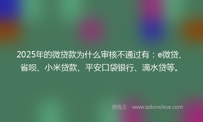 2025年的微贷款为什么审核不通过有：e微贷、省呗、小米贷款、平安口袋银行、滴水贷等。
