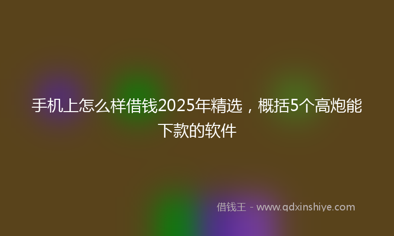 手机上怎么样借钱2025年精选，概括5个高炮能下款的软件