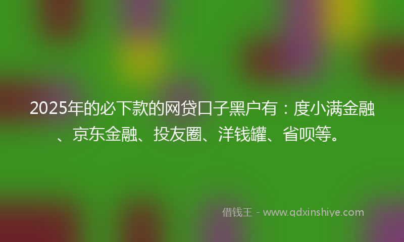 2025年的必下款的网贷口子黑户有：度小满金融、京东金融、投友圈、洋钱罐、省呗等。