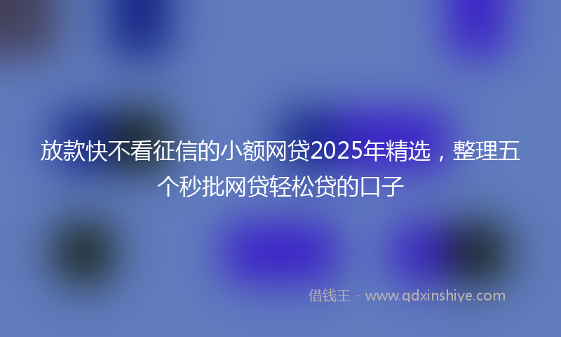 放款快不看征信的小额网贷2025年精选，整理五个秒批网贷轻松贷的口子