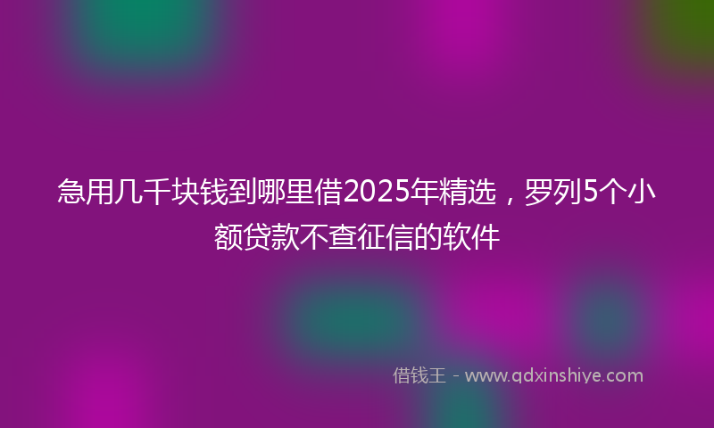急用几千块钱到哪里借2025年精选，罗列5个小额贷款不查征信的软件