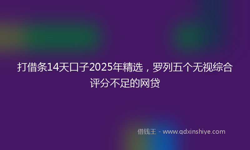打借条14天口子2025年精选，罗列五个无视综合评分不足的网贷