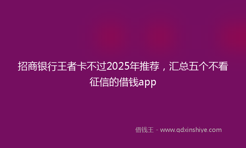 招商银行王者卡不过2025年推荐，汇总五个不看征信的借钱app